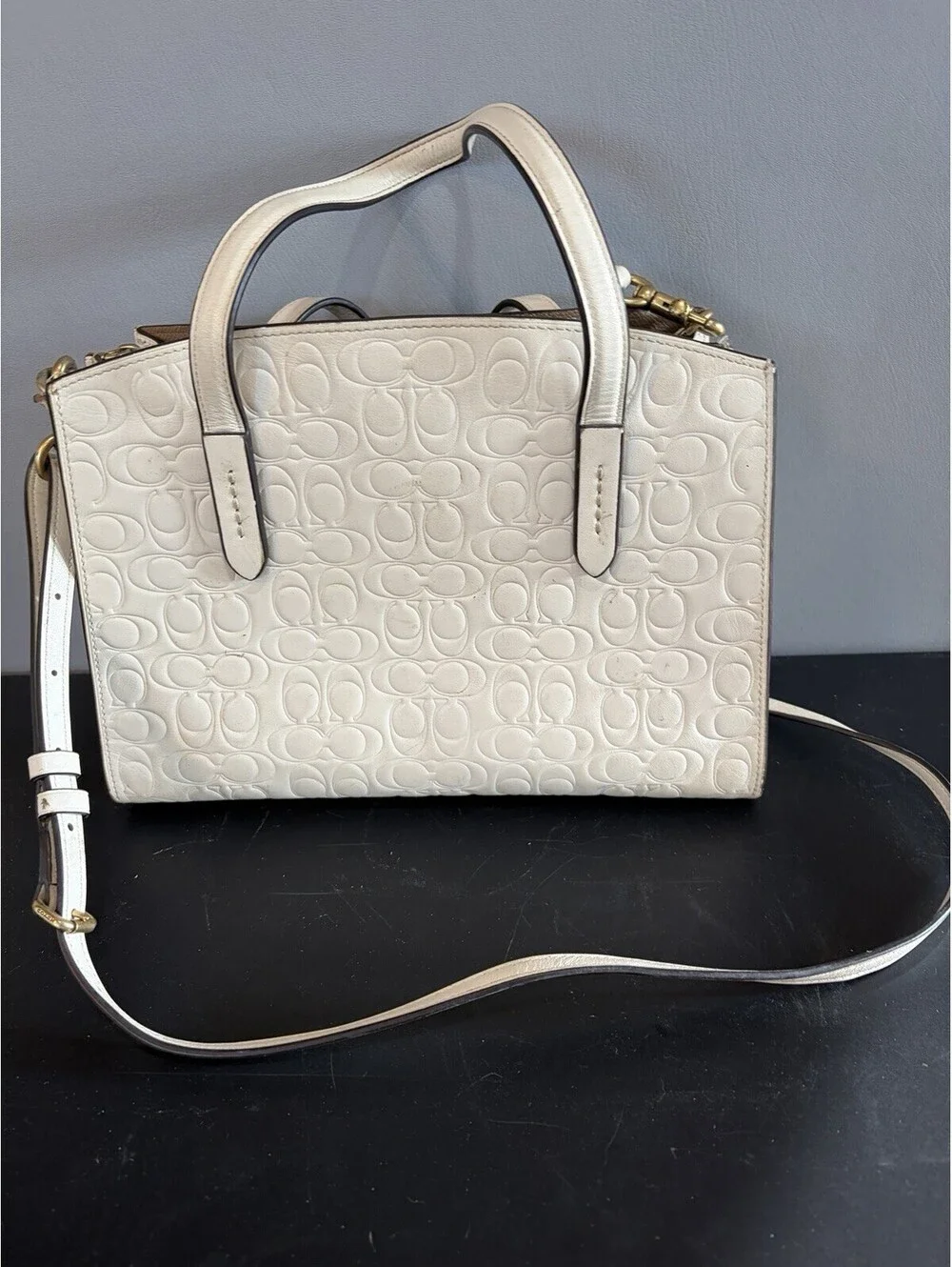 COACH Charlie Carryall Signature Shoulder bag -White Leather